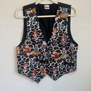 Vintage 1994 The Flintstones Leopard Print Character Vest Womens Y2K Funky Boho